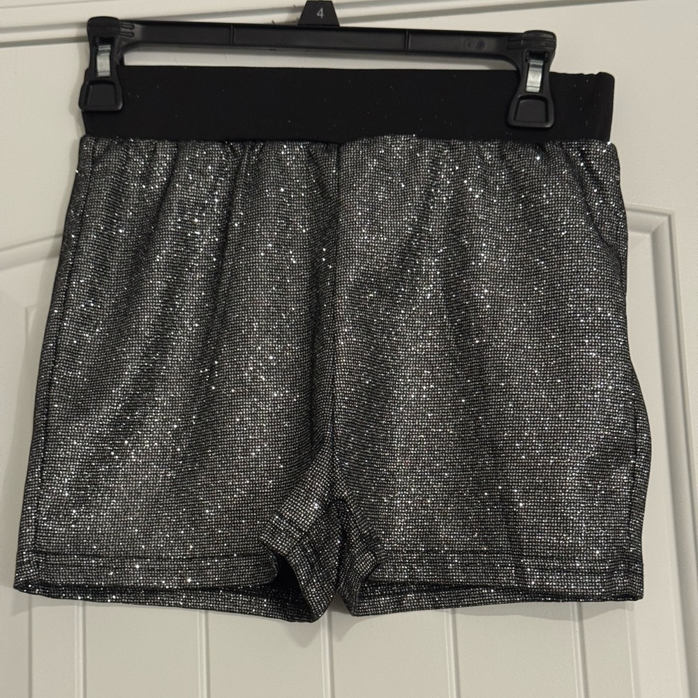 Chic Black Sheer shorts with Silver Highlights size medium